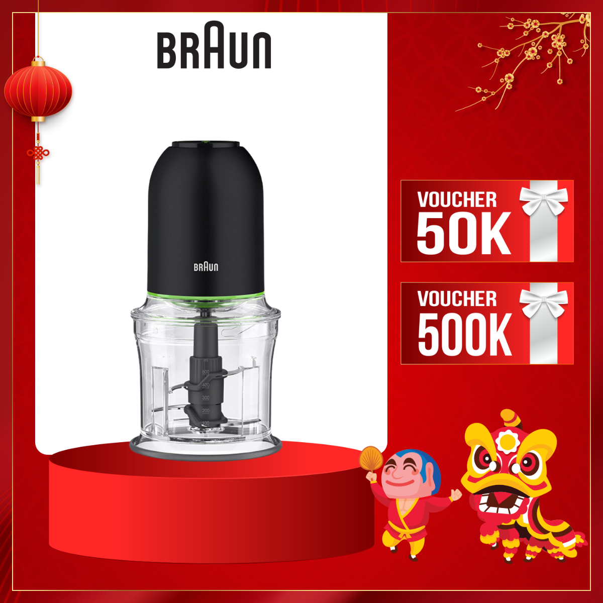 Máy xay thực phẩm đa năng Braun CH3011BK-Hàng chính hãng