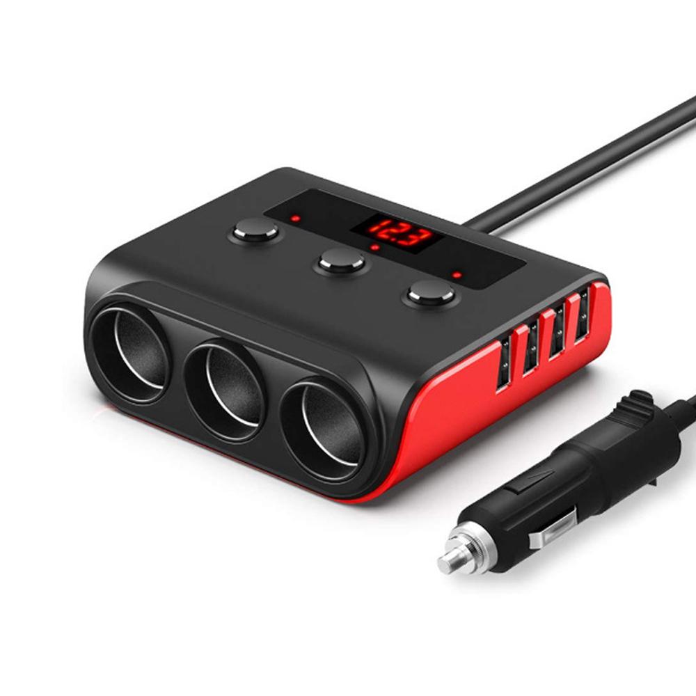 Car Cigarette Lighter Socket In-car Cable Splitter 4 Ports USB Interface Auto Cigarette Lighter Socket Car Plug Adapter
