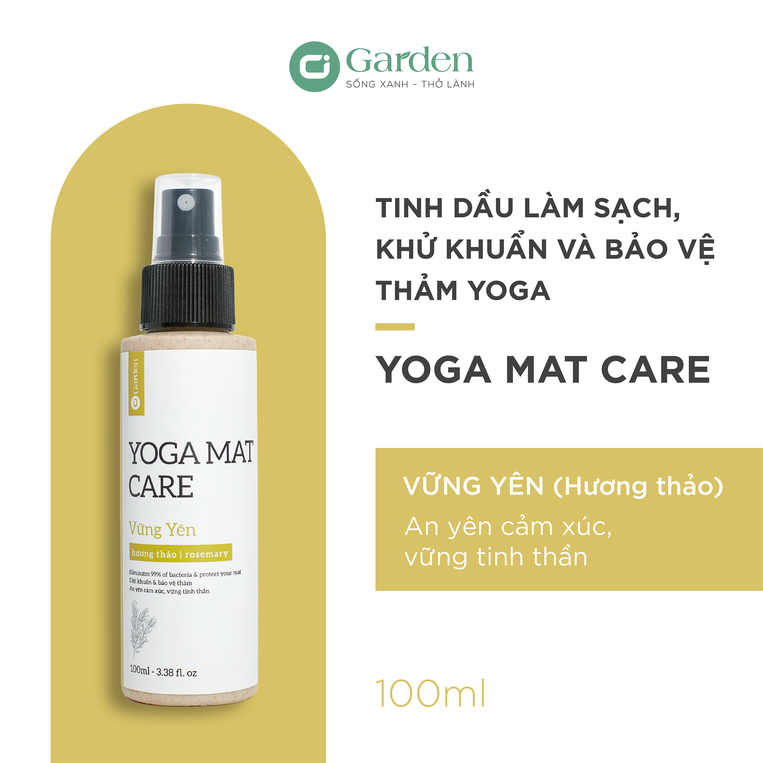 Tinh dầu xịt vệ sinh thảm Yoga - YOGA MAT CARE - 100ml - 100% thiên nhiên và hữu cơ