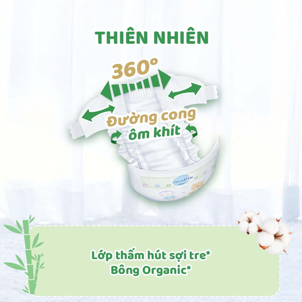 Tã/bỉm dán Molfix Thiên nhiên Jumbo L (9kg - 13kg) - Gói 42+6 miếng