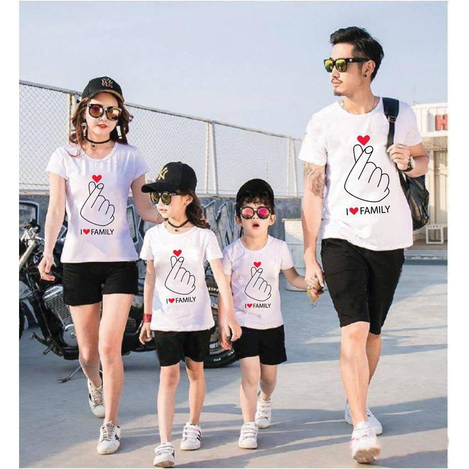 {đủ size} Áo thun gia đình, nhóm, lớp - I LOVE FAMILY (bắn tim)