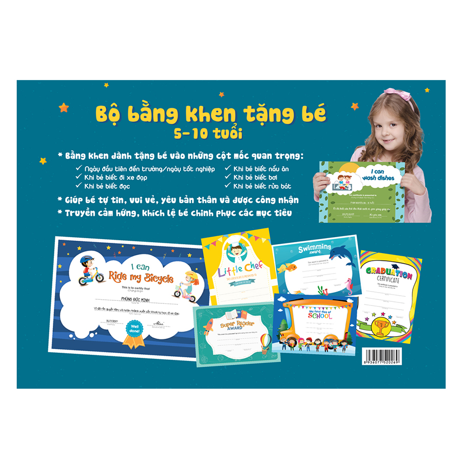 Bộ 7 Bằng Khen Tặng Bé BK2 (5 - 10 Tuổi)