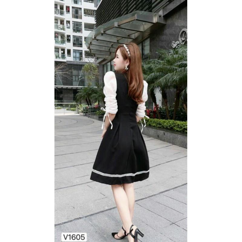 ĐẦM BIGSIZE DỰ TIỆC PHỐI BÔNG CÀI NGỰC PHONG CÁCH CÔNG SỞ