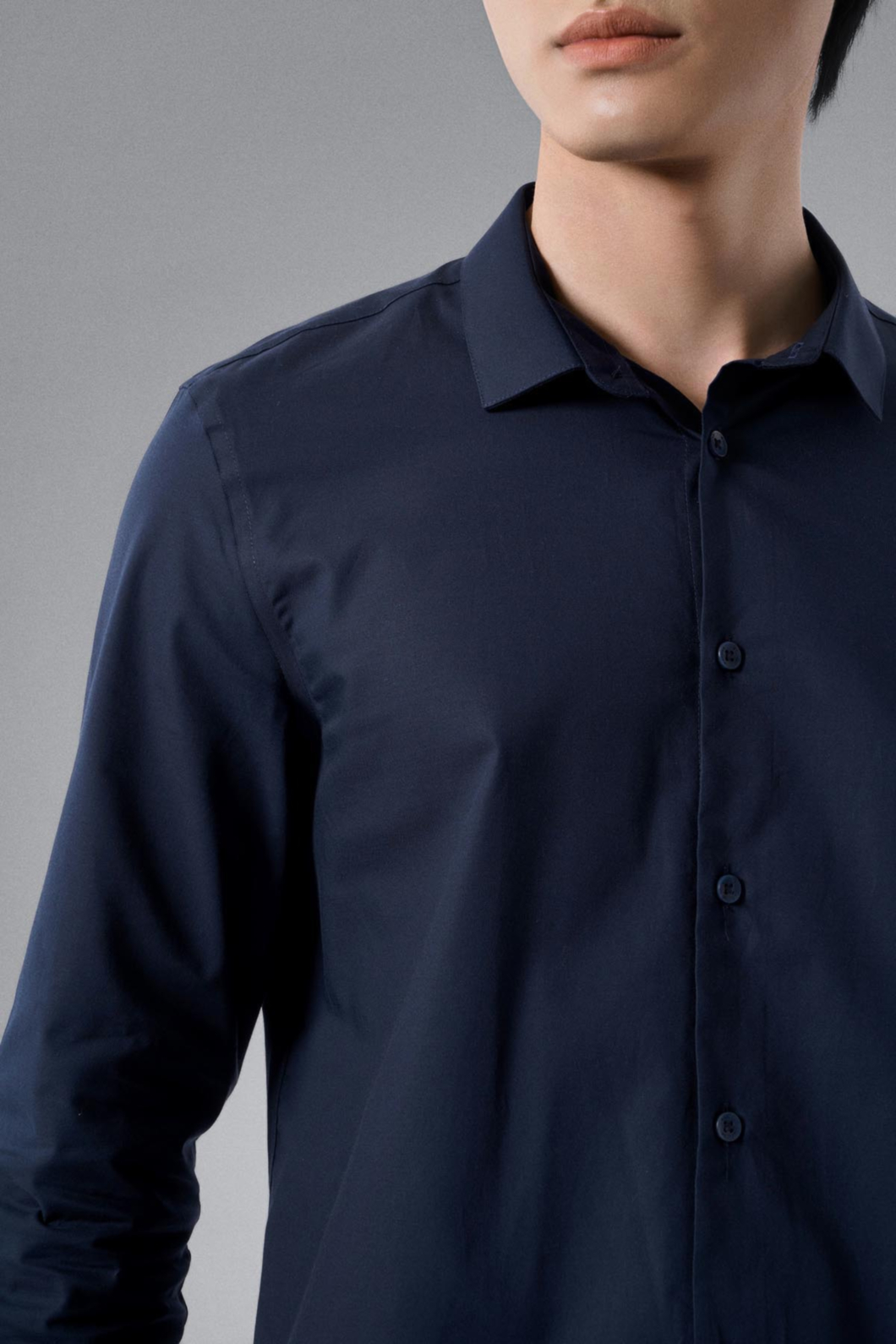 Áo Sơ Mi Nam ROUTINE Tay Dài Trơn Navy Form Fitted - 10F22SHL046 | ROUTINE CÀ MAU