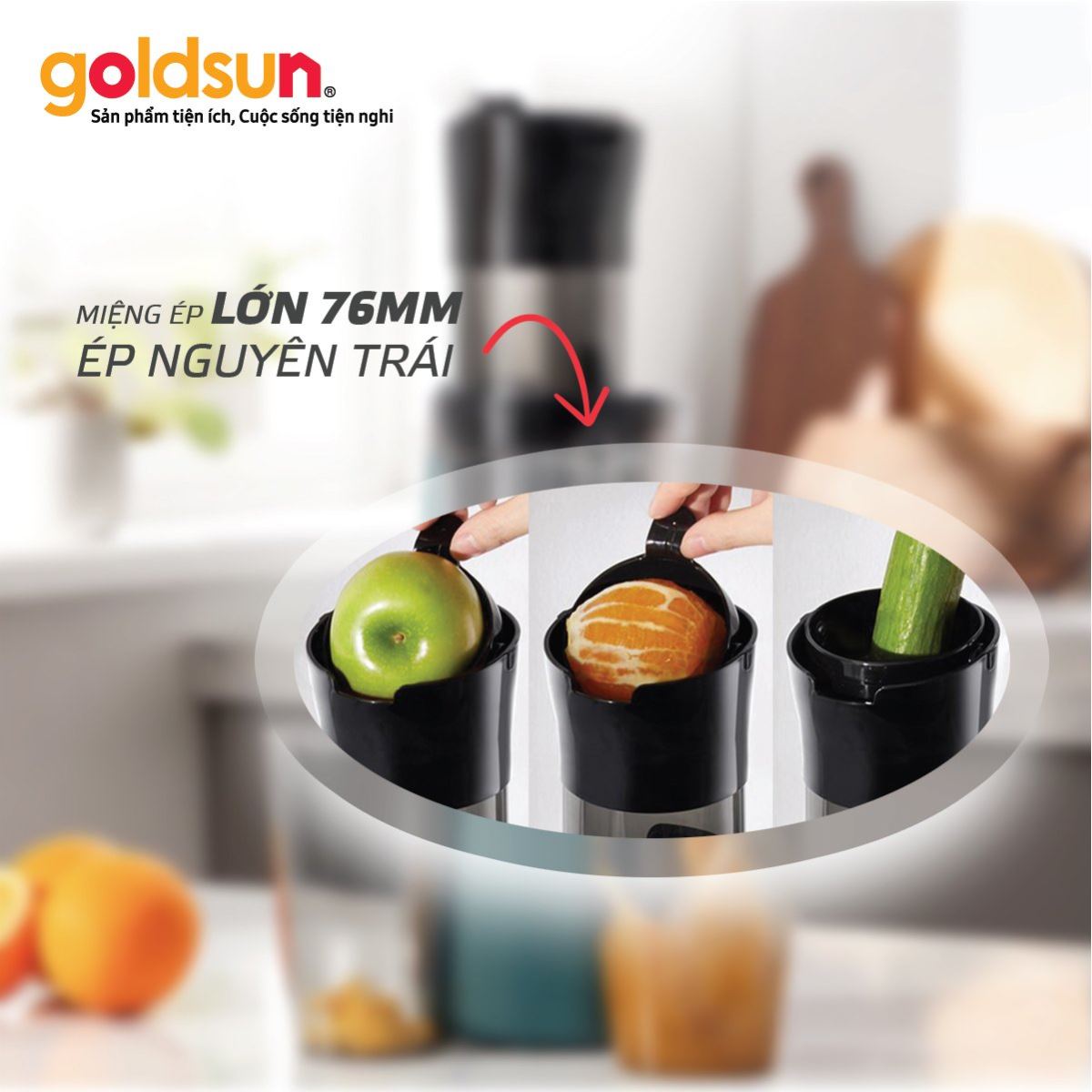 Máy Ép Chậm GOLDSUN GFJ4500, Dung Tích 600Ml, Công Suất 200W - Hàng Chính Hãng