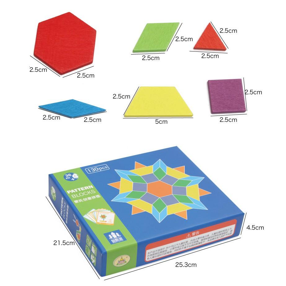 Đồ chơi ghép hình Pattern block bằng gỗ