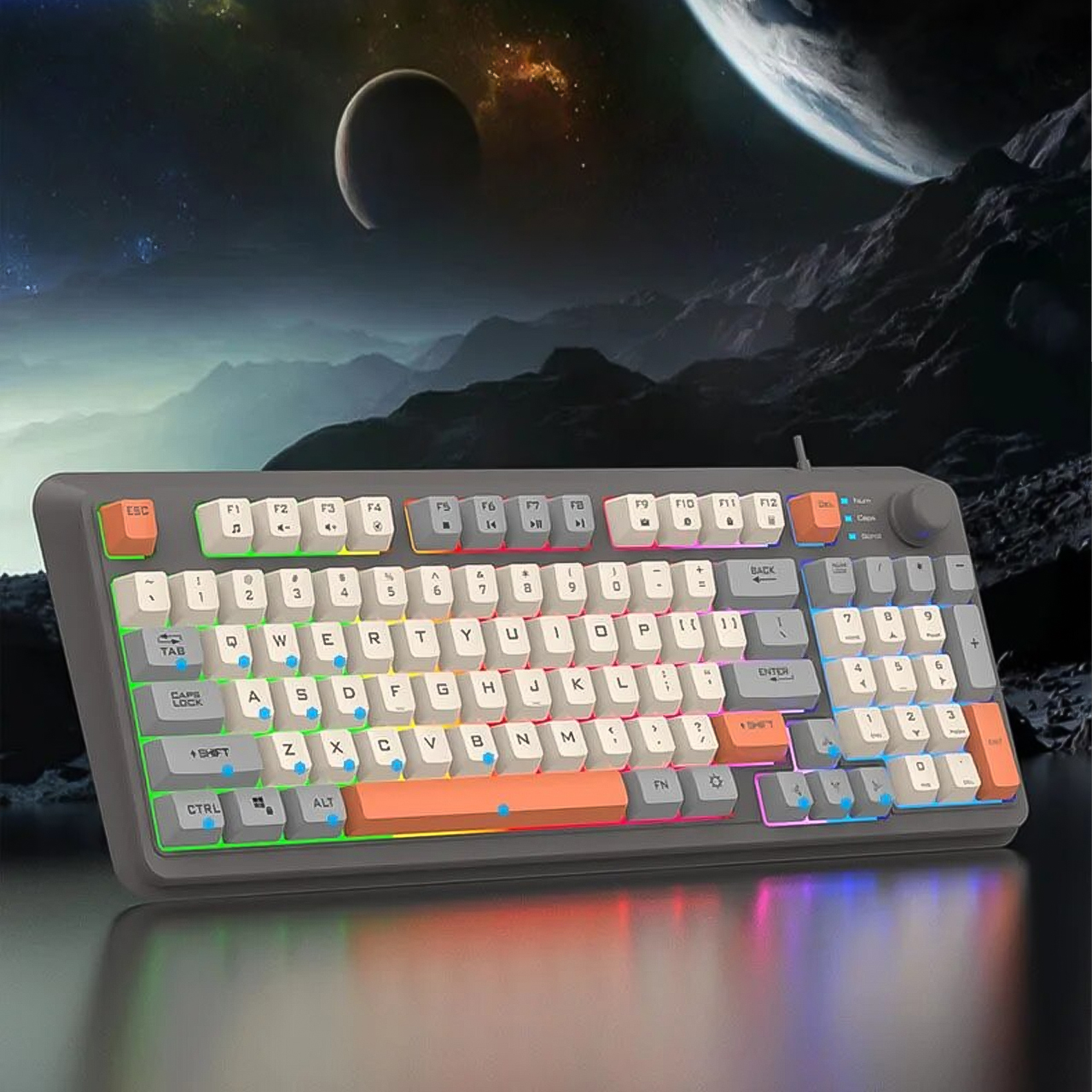 Bộ bàn phím và chuột máy tính giả cơ chuyên game Vinetteam XUNFOX K820 bộ bàn phím chuột chơi game thiết kế 94 phím có led 7 màu cực đẹp tích hợp nút chỉnh âm lượng, gõ êm dùng cho chơi game, văn phòng - hàng chính hãng