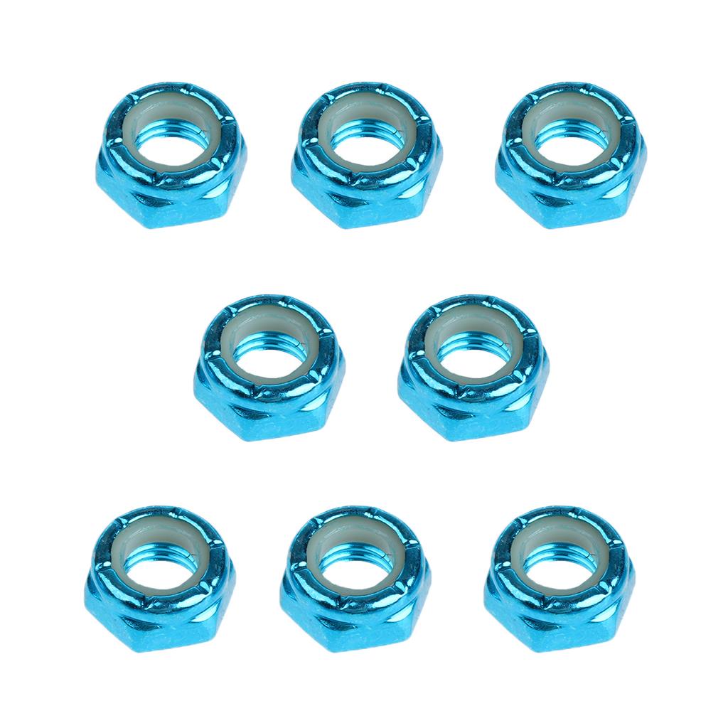 2x8pcs Skateboard Truck Wheel Axle Screw Nuts Longboard Accessories Blue