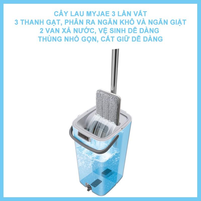 Bộ cây lau nhà tự vắt thông minh 3 thanh vắt sợi microfiber