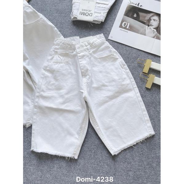 Quần ngố jeans trắng lai tưa mã 4238, hình thật ảnh sàn