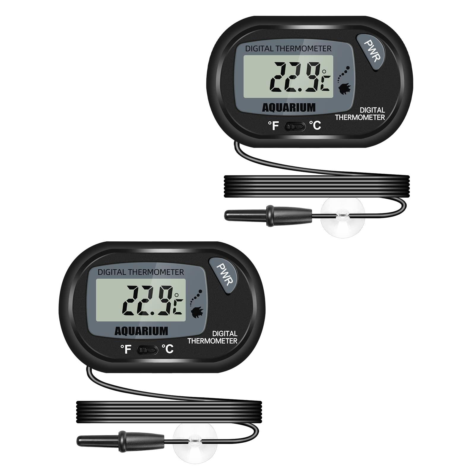 Nhiệt kế hồ cá LCD kỹ thuật số với cốc hút và đầu dò không thấm nước cho cá thềm bò sát 2