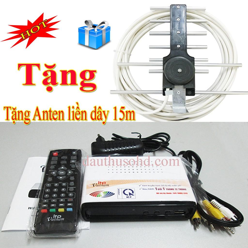 Đầu thu kts truyền hình mặt đất DVB T2 LTP 1306 tặng anten 15m dây