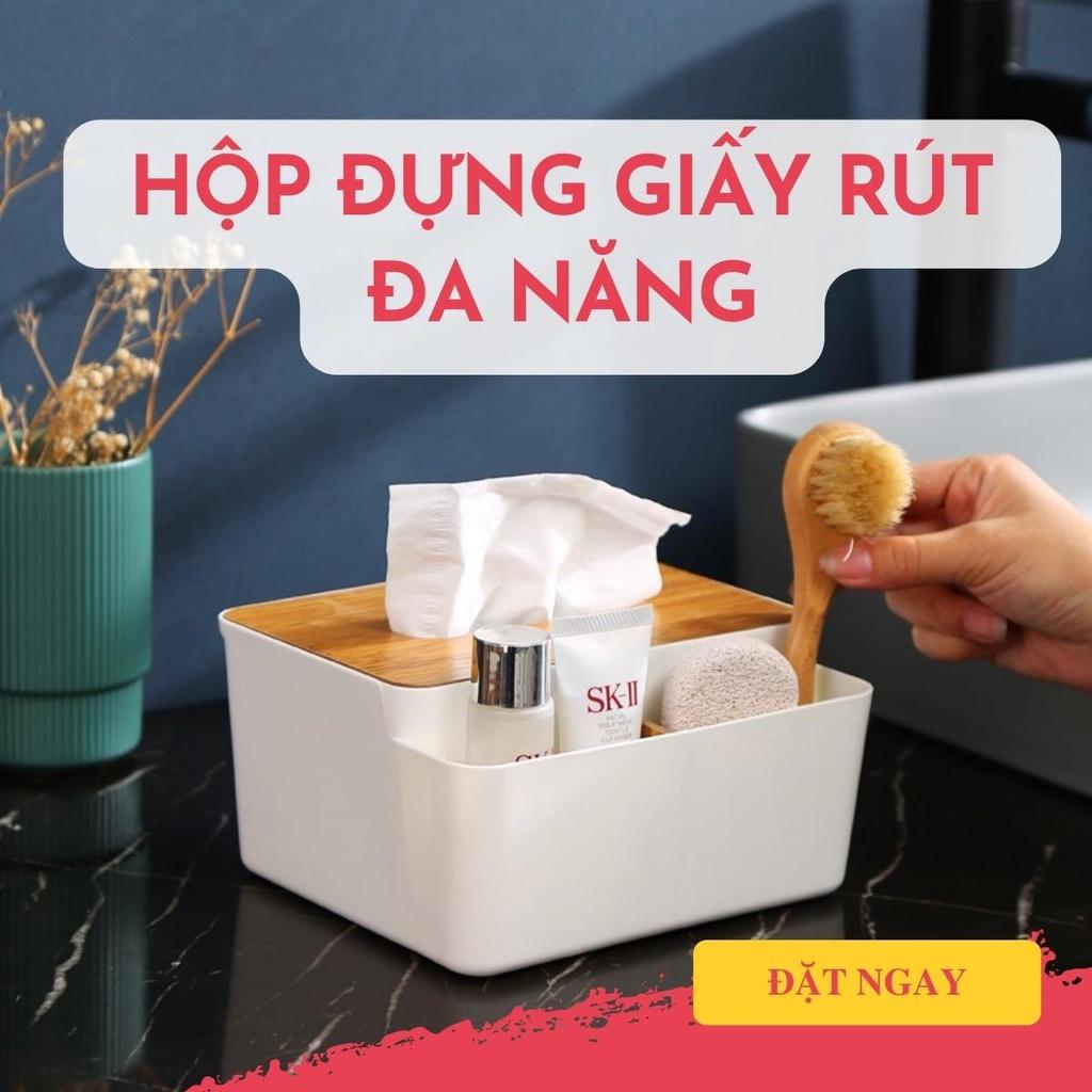 Hộp đựng giấy ăn mặt gỗ có chỗ để đồ tiện lợi ❖hộp khăn giấy mặt gỗ❖