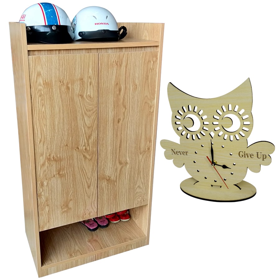 Tủ giày MDF 58cm + Đồng hồ Handmade Decor độc đáo