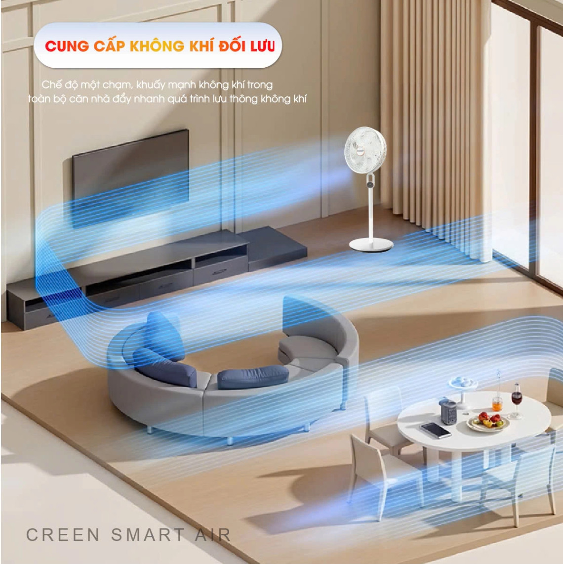 Quạt Cây Điều Khiển Từ Xa CREEN CR-FS2026 Quạt 7 Cánh, 40W Điều Chỉnh Linh Hoạt - Hàng Chính Hãng