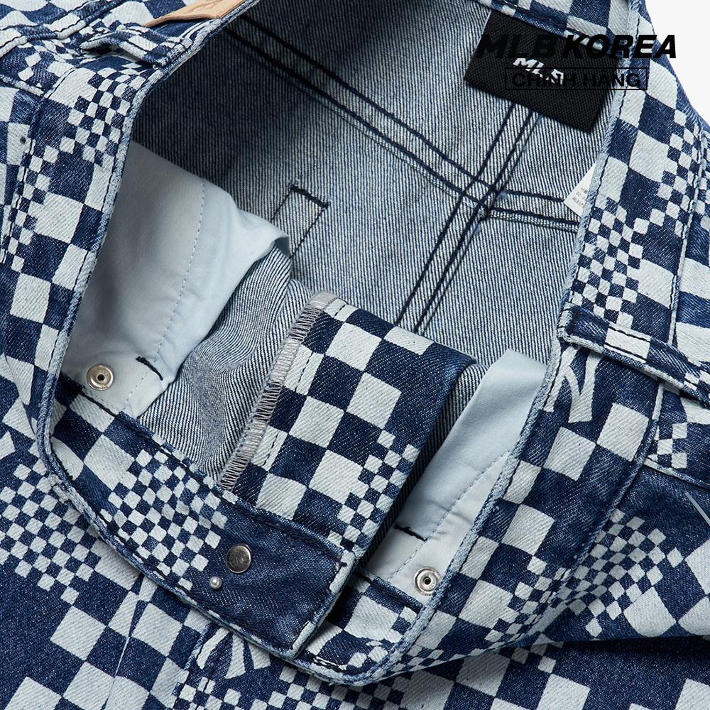 MLB - Chân váy mini denim chữ A Checkerboard 3FDSM0223