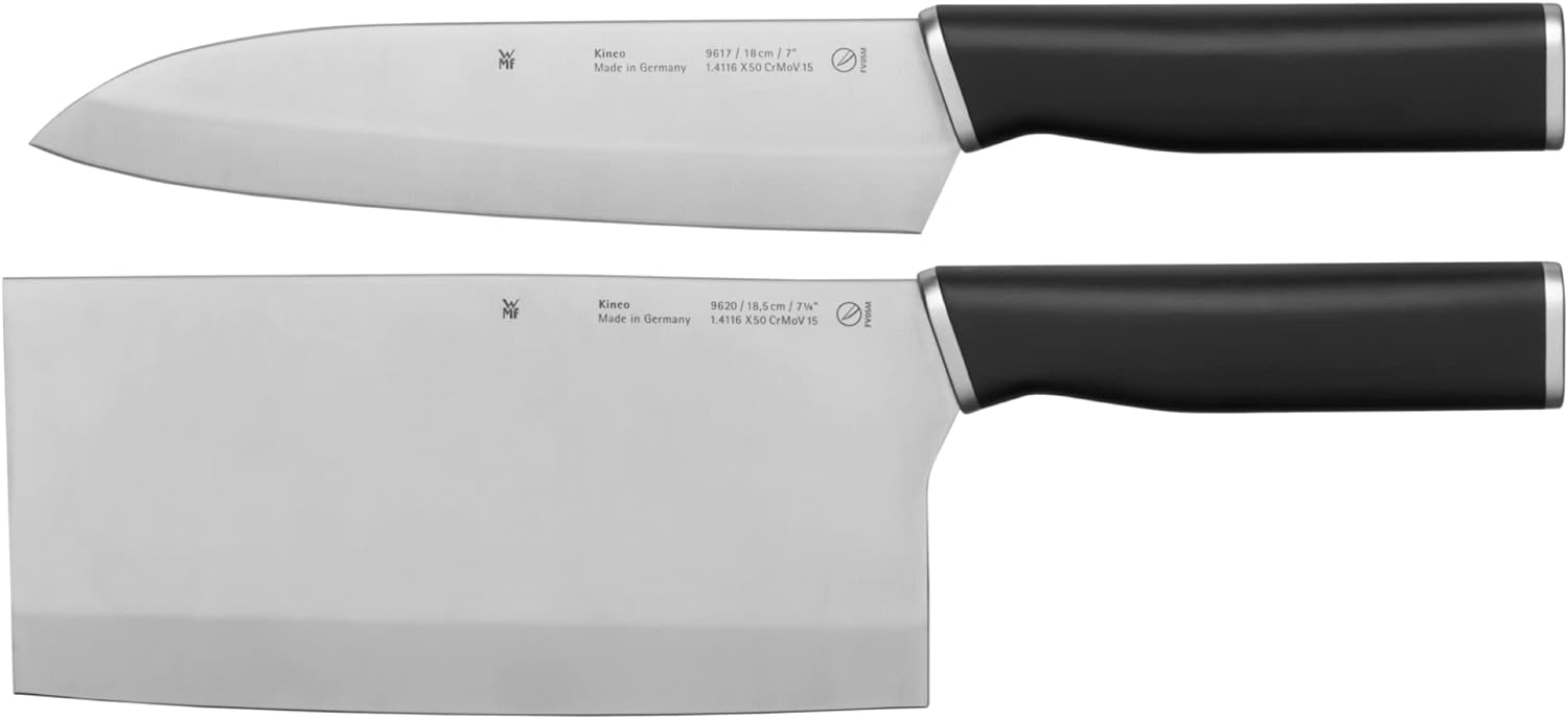 Bộ 2 Dao Bếp WMF WMF Kineo Asian, Dao Chặt 18.5cm và Dao Santoku 18cm, Lưỡi Làm Bằng Thép Không Gỉ, Sắc Bén - 1882229992