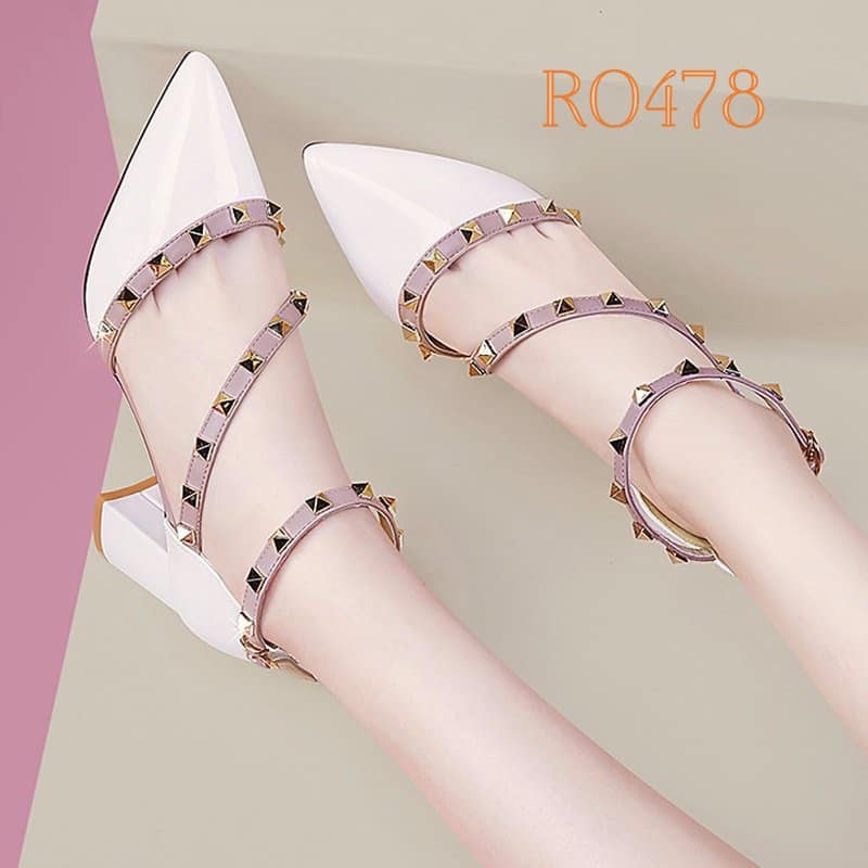 Giày cao gót nữ đẹp đế vuông 6 phân hàng hiệu rosata hai màu đen trắng ro478