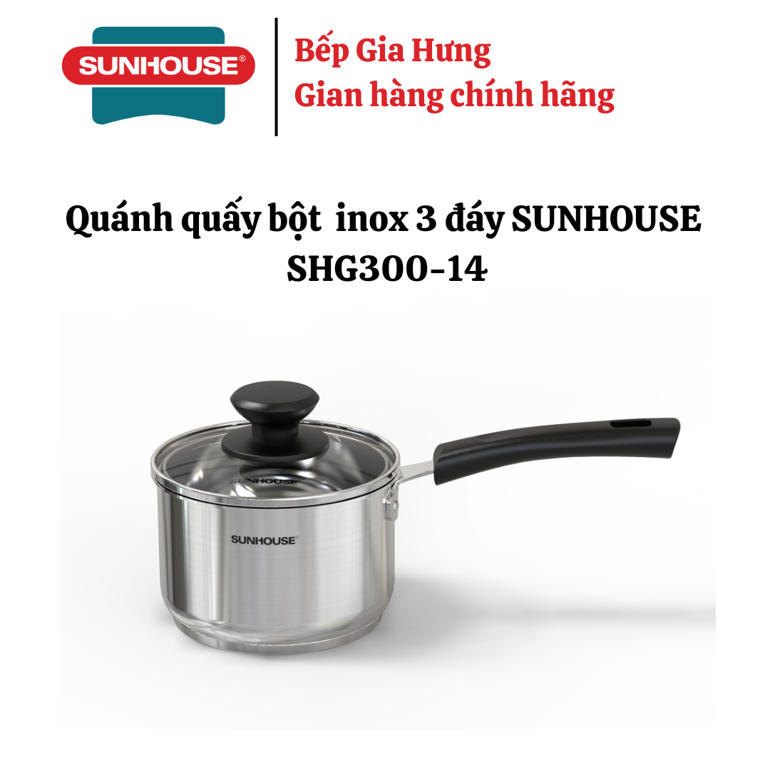 Quánh quấy bột inox 3 đáy Sunhouse SHG300-14 size 14cm