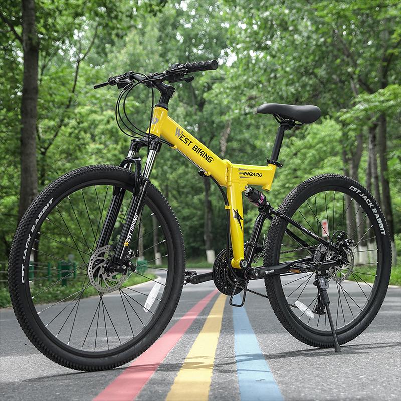 Tây Đạp Xe Có Thể Gập Lại 27.5 Inch Xe Đạp 27 Tốc Độ BMX Xe Đạp MTB Nam Nữ Chống Sốc Phanh Đĩa Cơ Xe Đạp Color: 27.5 inch Army Green Size: 27.5inch Number of speeds: 27
