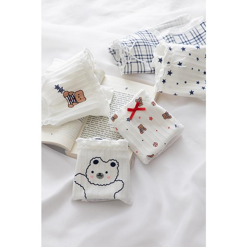 Quần Lót Nữ Cotton Hình Gấu-Sao Thời Trang Ngang Eo . Hàng Loại Đẹp.