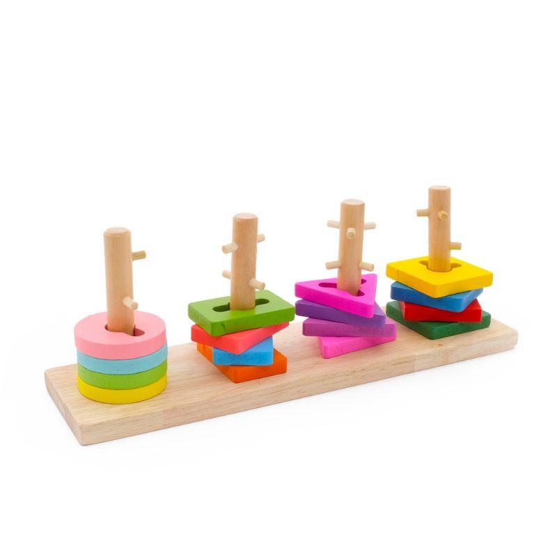 ĐỒ CHƠI- CỘT XẾP HÌNH MONTESSORI 4 CỌC &amp;CHỐT- Đồ chơi gỗ an toàn, học tập, giải trí, thông minh, trí tuệ cho trẻ