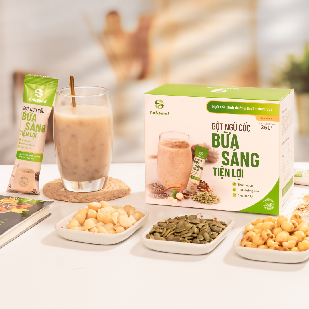 Ngũ cốc ăn sáng hộp 20 gói x 18gr - Ngũ cốc tiện lợi bổ sung năng lượng mỗi ngày dùng cho mọi đối tượng từ 2 tuổi trở lên