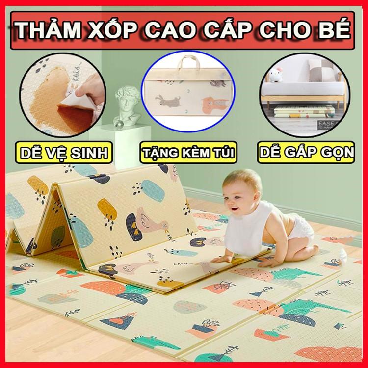 Thảm trải sàn cho bé xốp XPE 2 mặt phủ Silicone Hàn Quốc mẫu đẹp chống thấm, chống ngã,cho bé tập bò kèm túi SALE