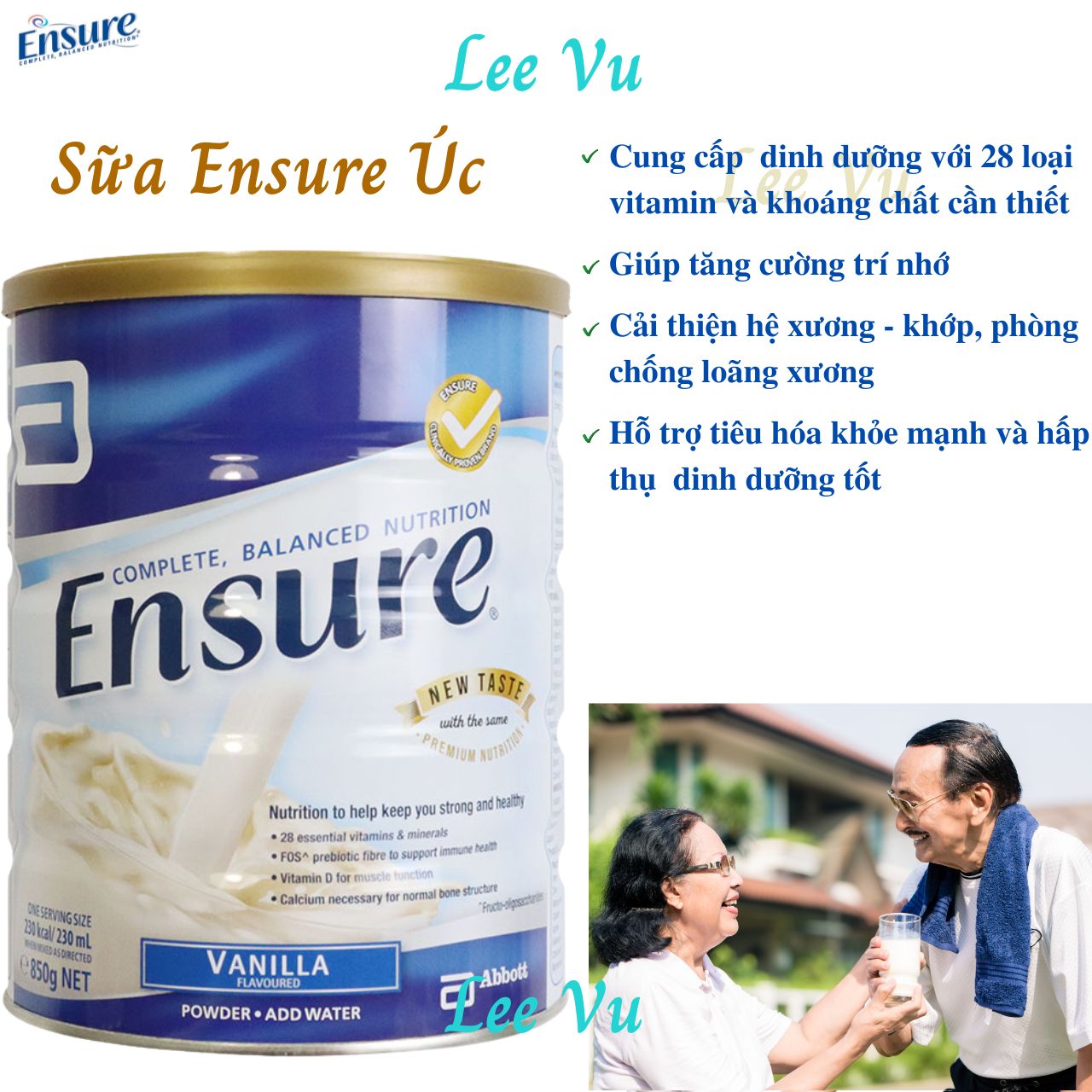 Sữa Ensure cho người già Cung cấp nguồn dinh dưỡng chất lượng, đảm bảo đầy đủ vitamin và khoáng chất cho cơ thể