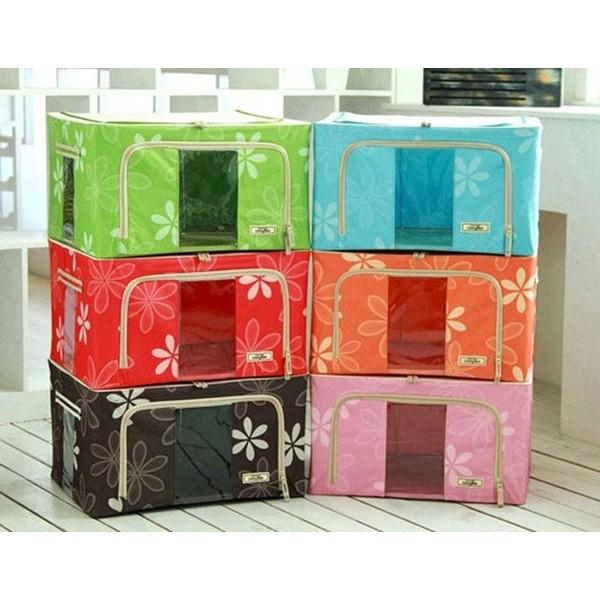 Hộp Đựng Quần Áo 66L Vải Chống Thấm Nước Khung Thép Chắc Chắn