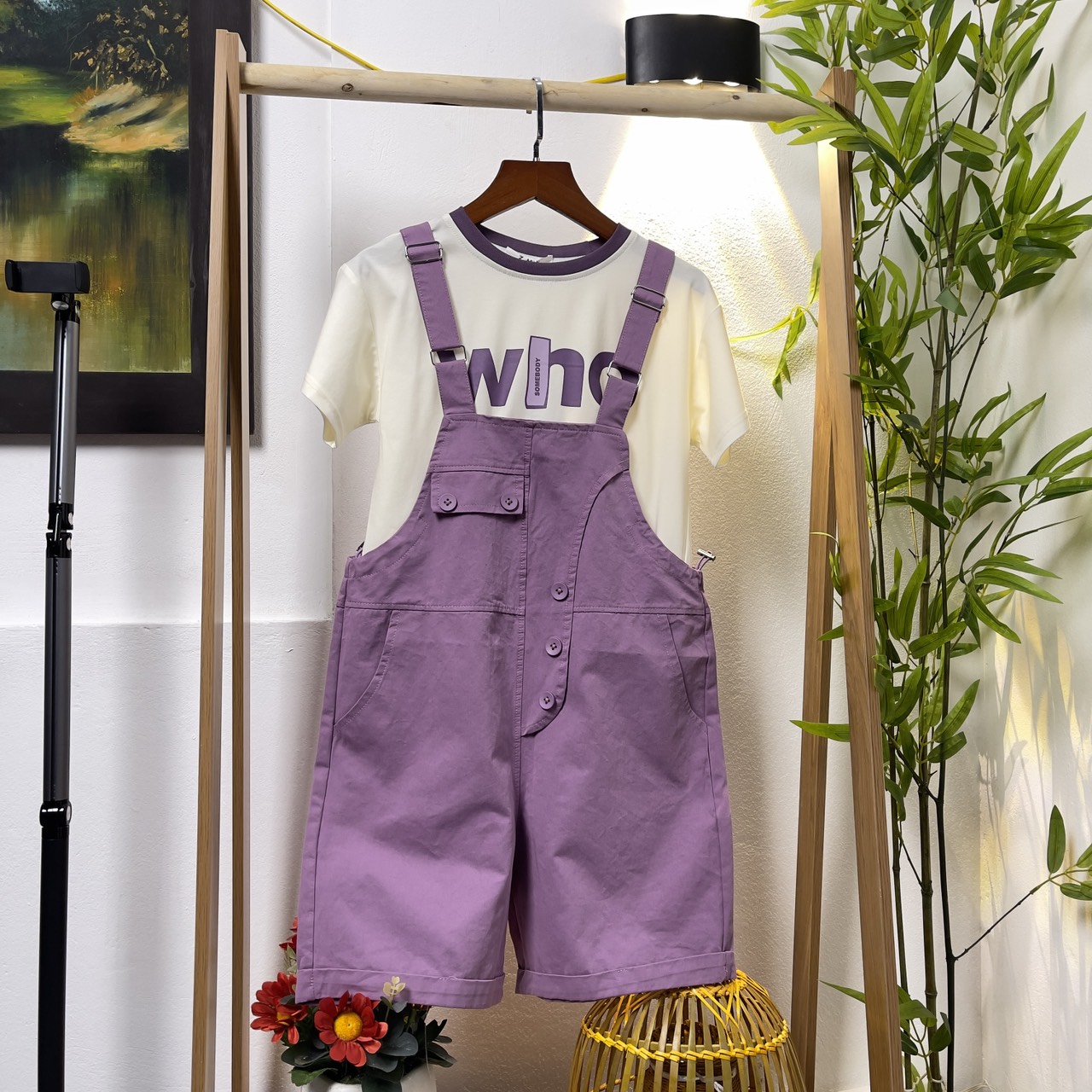 Set yếm bé gái rời cộc tay size đại 8-16 tuổi in chữ WHOT vải cao cấp kiểu dáng khỏe khoắn thời trang