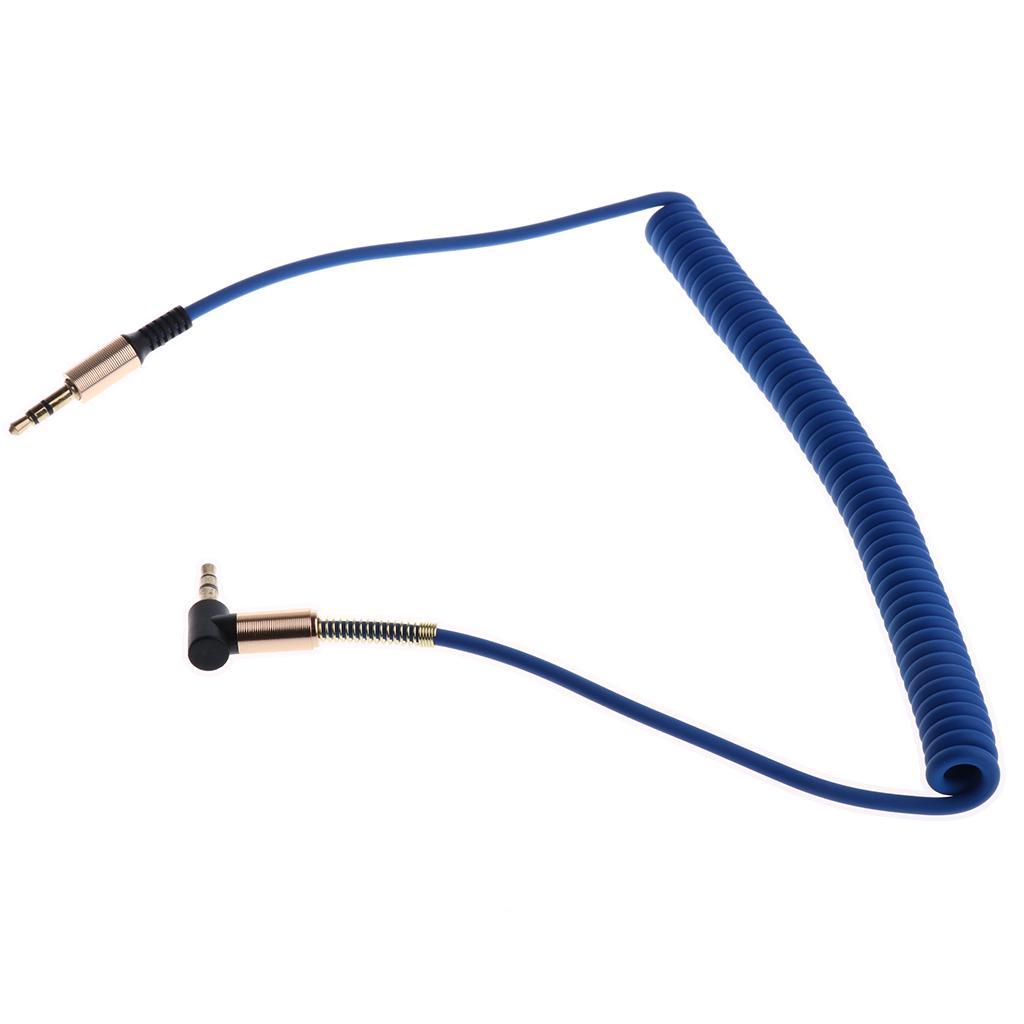 Auxiliary Audio Male to Male Cable 90 Degree Right Angle Line Black+Blue
