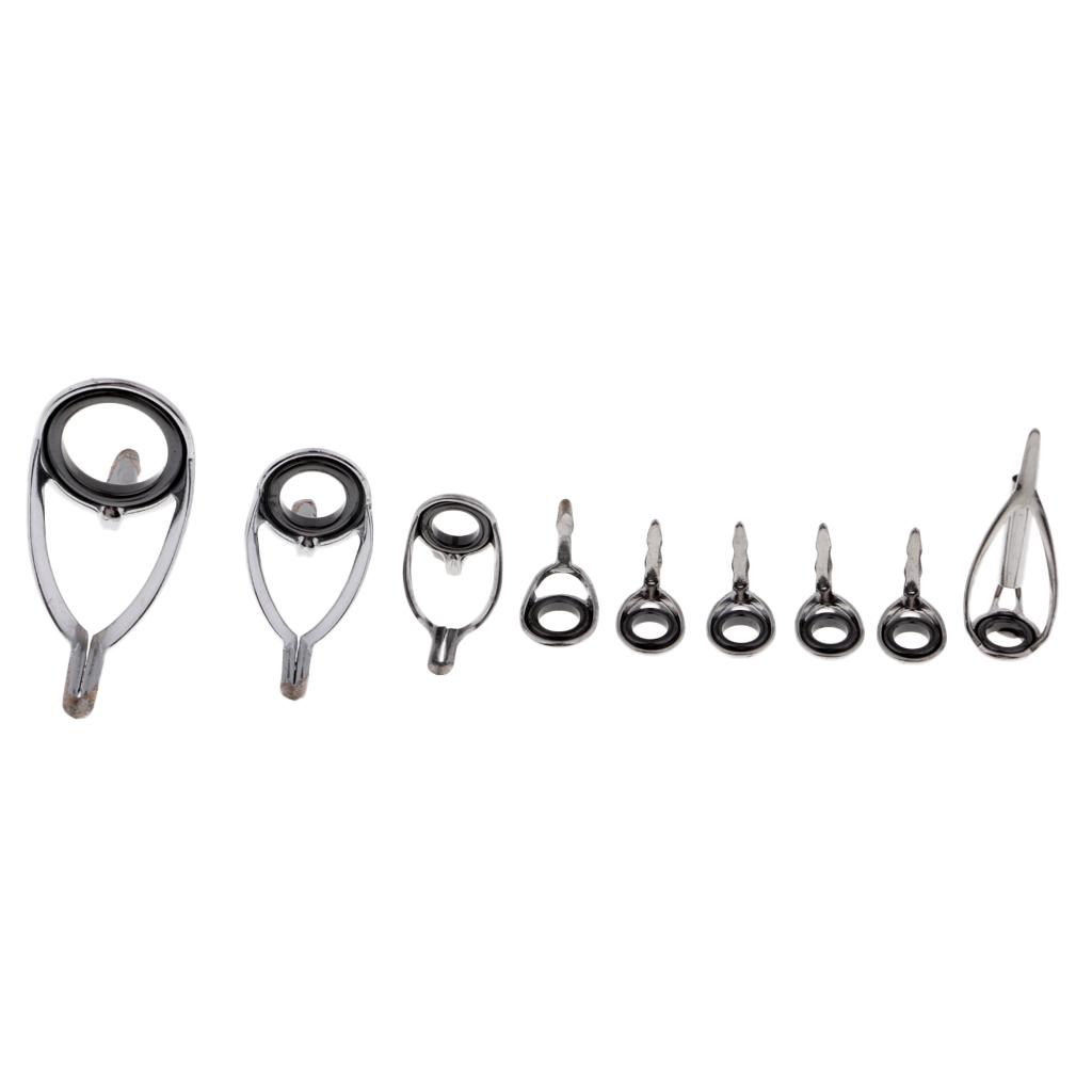18pcs Stainless Steel Frame Ceramic Ring Fishing Rod Guides Tips Rings