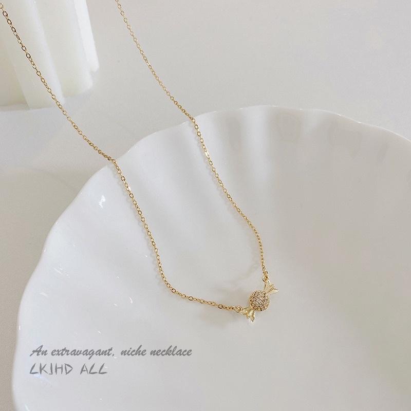 Dây chuyền vòng cổ titan nữ mặt viên kẹo xinh đẹp Ring House