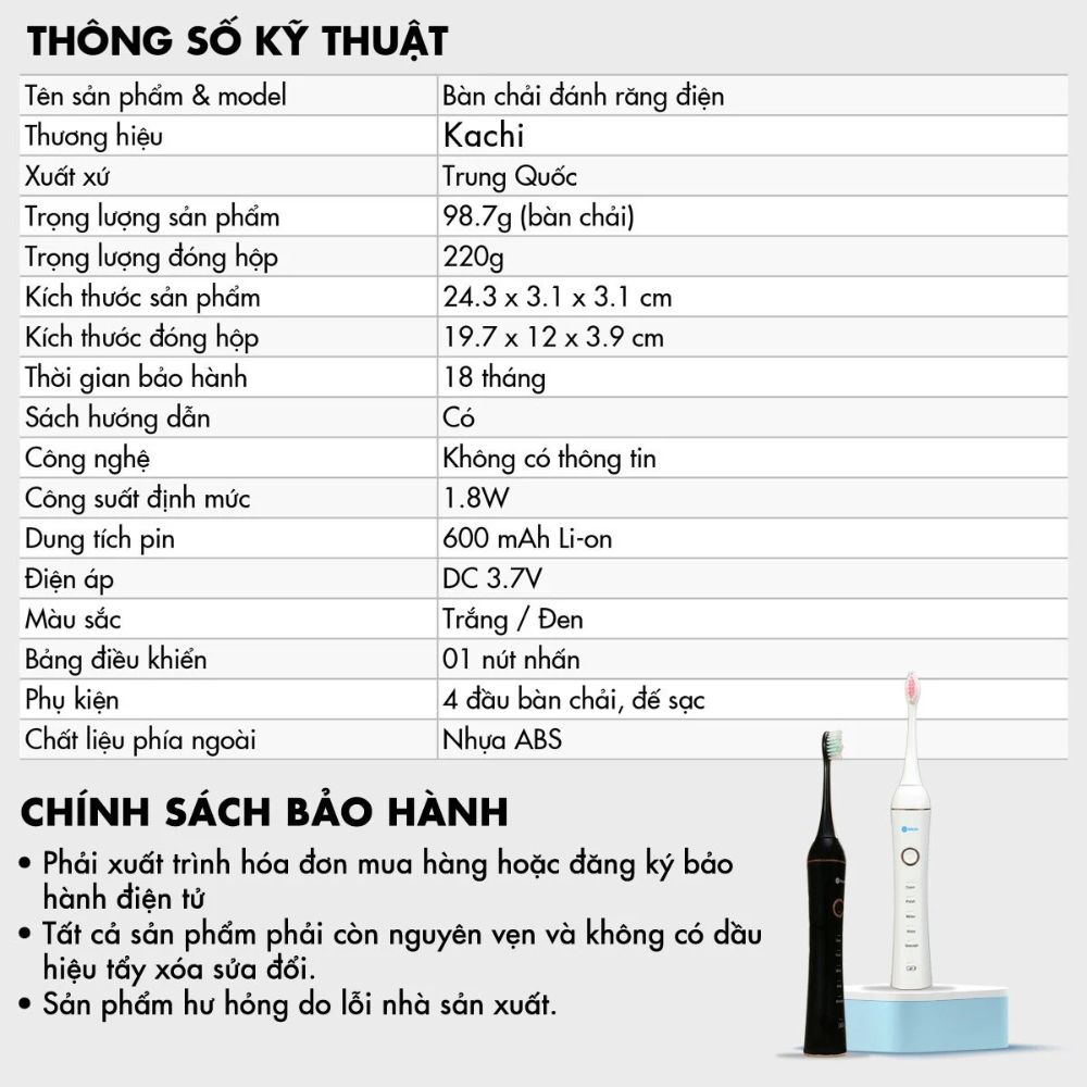 Bàn chải điện Kachi MK455 rung sóng âm dòng cao cấp - hàng chính hãng