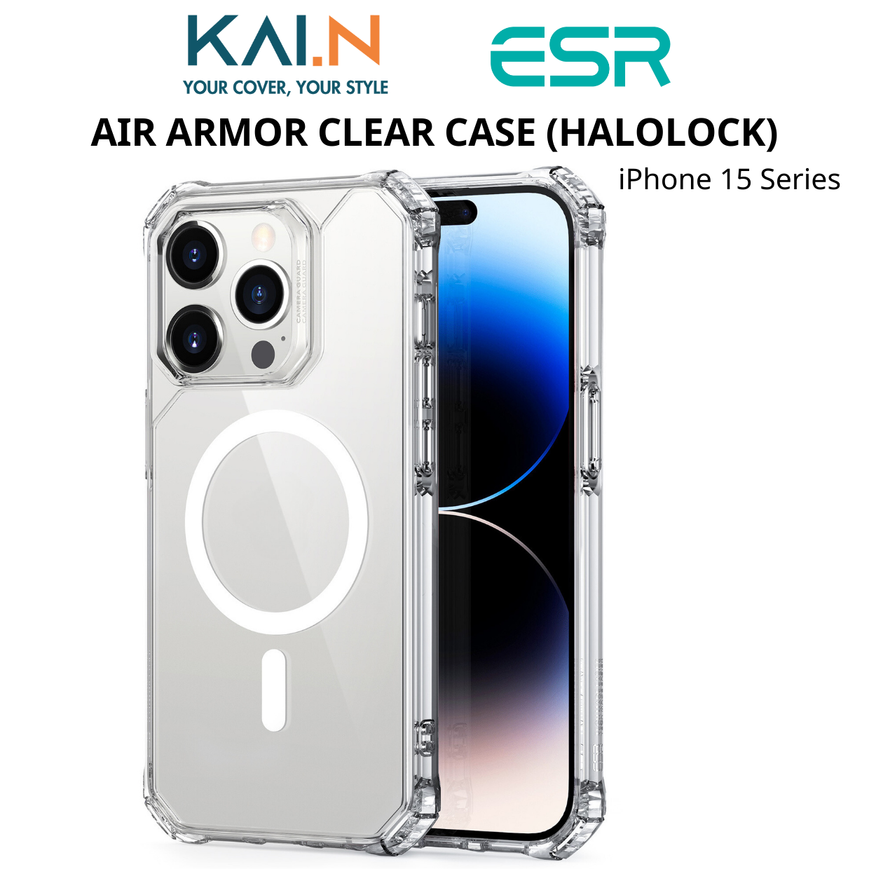  Ốp Lưng Hỗ Trợ Sạc Không Dây Từ Tính Dành Cho iPhone 15 Pro Max / iPhone 15 Pro, ESR Air Armor Clear Case (HaloLock) - HÀNG CHÍNH HÃNG