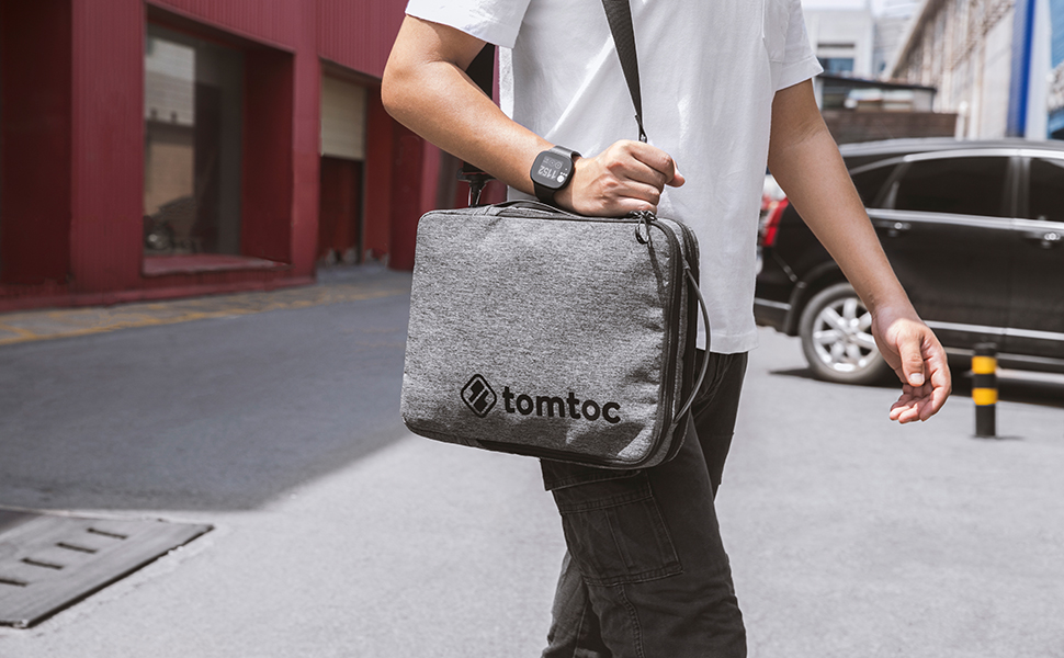 TÚI ĐEO CHÉO TOMTOC (USA) URBAN SHOULDER BAGS FOR ULTRABOOK 15″ GRAY (H14-E02G)