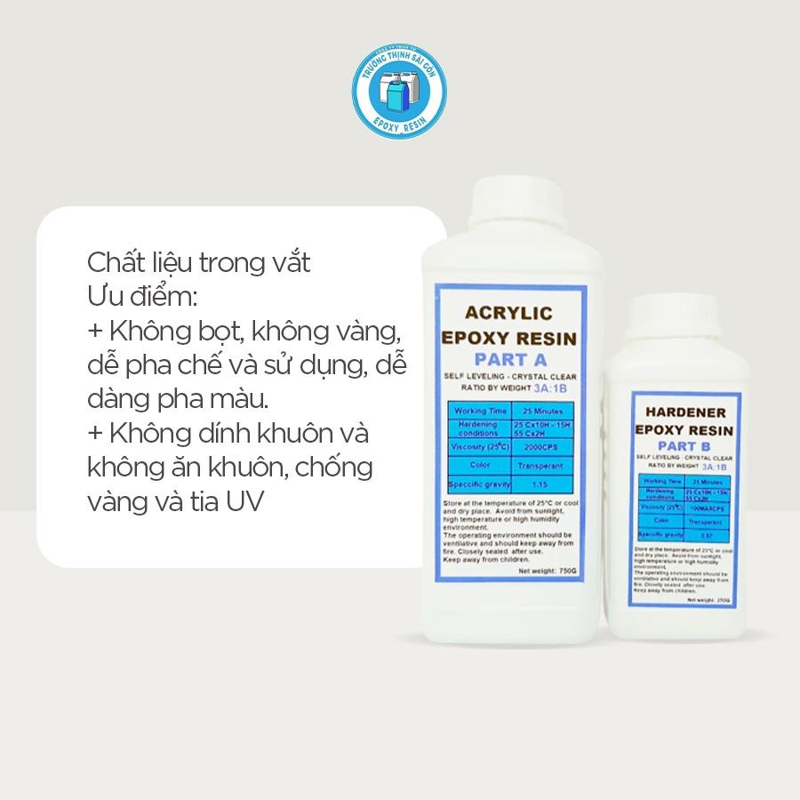 Keo Epoxy Resin Trong Suốt E68AB Loại Cứng Không Bọt Tỉ Lệ 3:1 AB - Trường Thịnh Sài Gòn