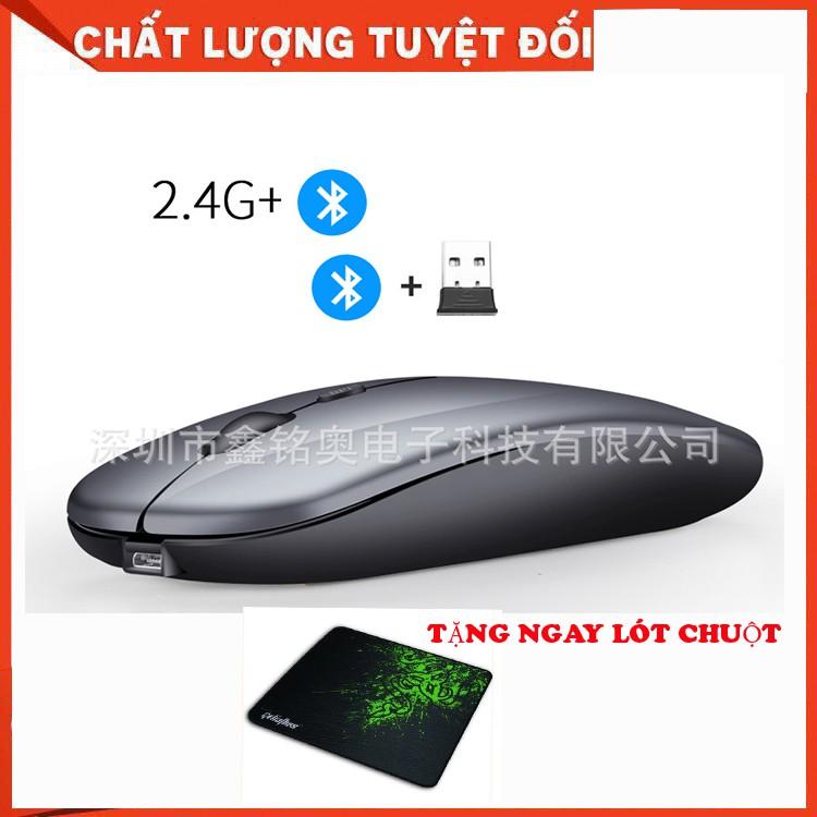 Chuột Không Dây Bluetooth Và 2.4G Pin Sạc, Kiểu dáng Apple Slim, Kết nối Bluetooth và Wireless 2.4G được 2 thiết bị