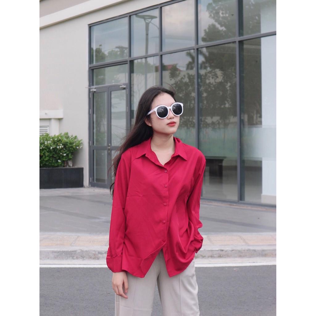 Sơ Mi Nữ Tay Dài Cổ Bẻ - Đi làm- Đi chơi OVERSIZE
