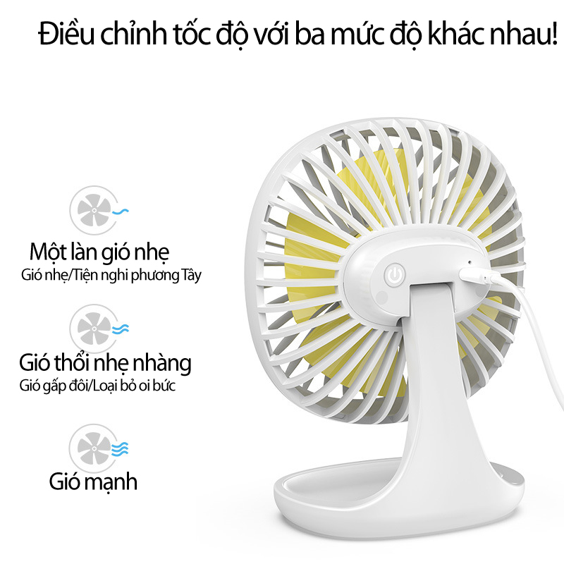 Quạt Điện Mini Để Bàn CXBD-02 - Đế Quạt Có Ngăn Để Đồ Tiện Dụng - Thiết Kế Sáng Tạo - Có 3 Màu - Hồng, Xanh, Trắng  (Giao Màu Ngẫu Nhiên)