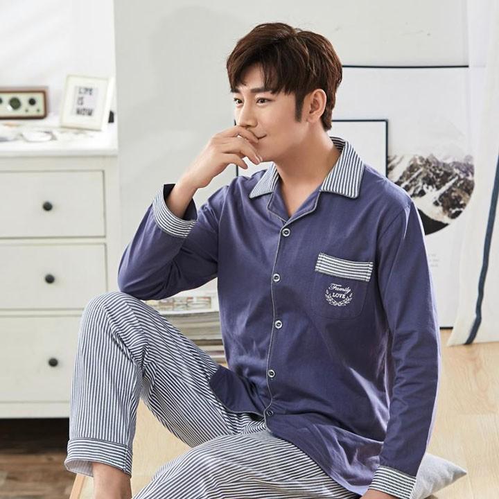 BỘ PIJAMA NAM DÀI TAY style Hàn Quốc, COTTON 100% - Shop Thủy Bông-P238