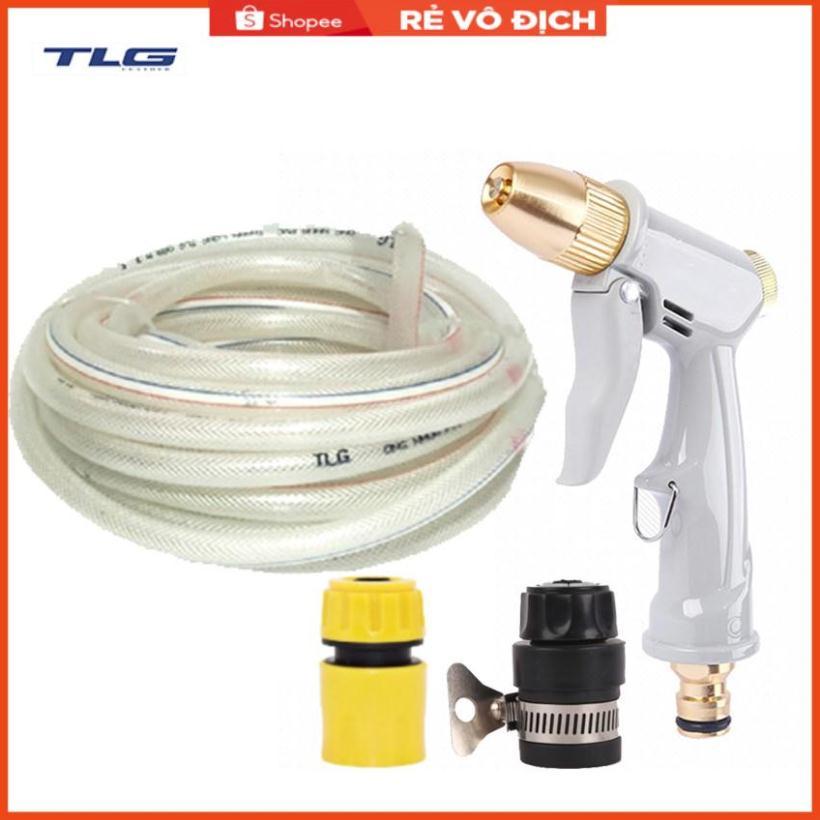 Bộ dây và vòi xịt rửa xe tưới cây tăng áp 7-10M (cút nhựa nối nhựa đen 713-2) 206846