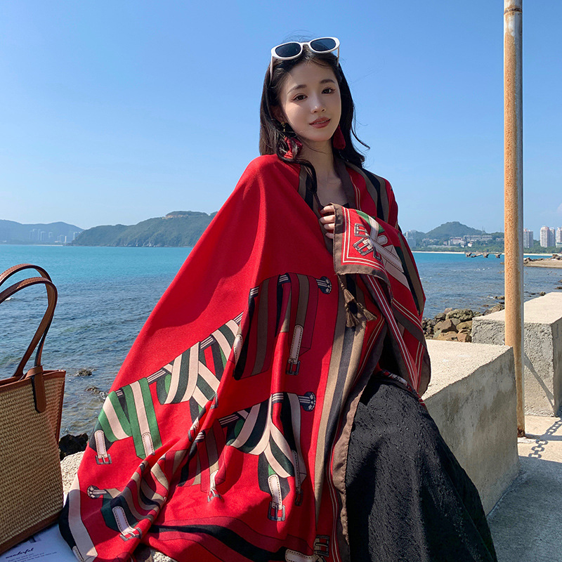 Khăn Choàng Boho Đi Biển, Khăn Quàng Cổ Họa Tiết Thổ Cẩm Mỏng Nhẹ (Nhiều Mẫu)