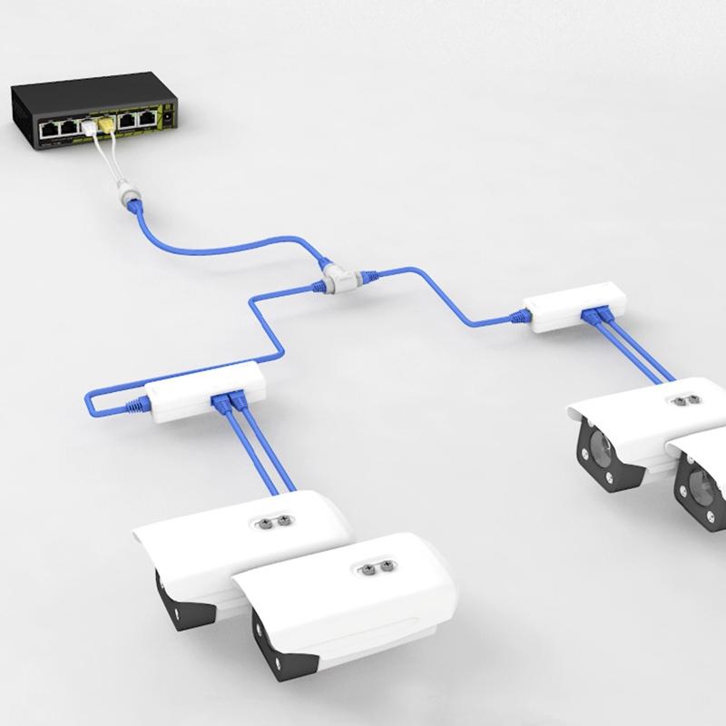 Máy ảnh POE Trình kết nối cáp đơn giản hóa kết nối cáp 2 trong 1 Kết nối ba chiều RJ45 Cài đặt máy ảnh POE