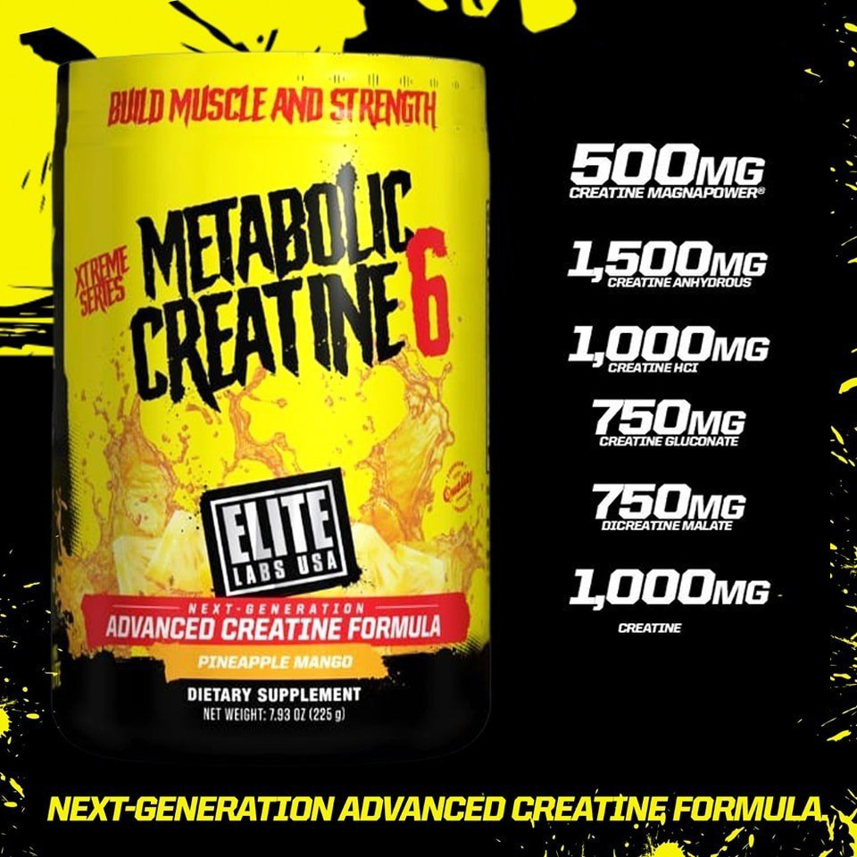 Creatine Metabolic tăng cường sức mạnh cơ bắp vị xoài đào Elite Labs - sữa bổ sung sức khỏe trong tập luyện