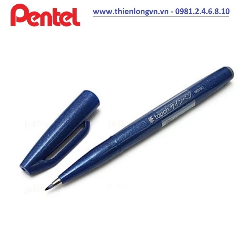 Bút lông viết thư pháp hiện đại Pentel SES15C-C màu xanh; Calligraphy Fude Touch Sign - Blue