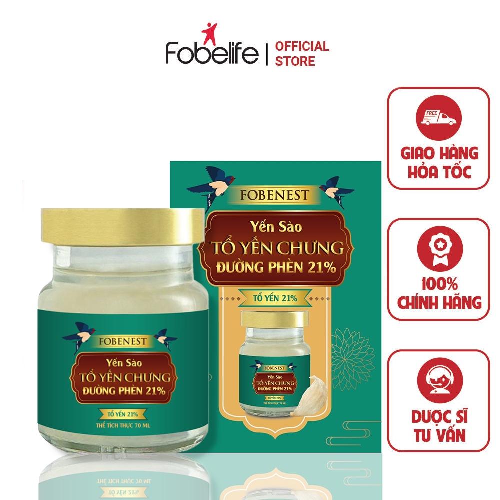 Hộp Yến Sào Tổ Yến Chưng Đường Phèn 21% Yến Giúp Bồi Bổ Cơ Thể Fobelife - Lọ 70ml