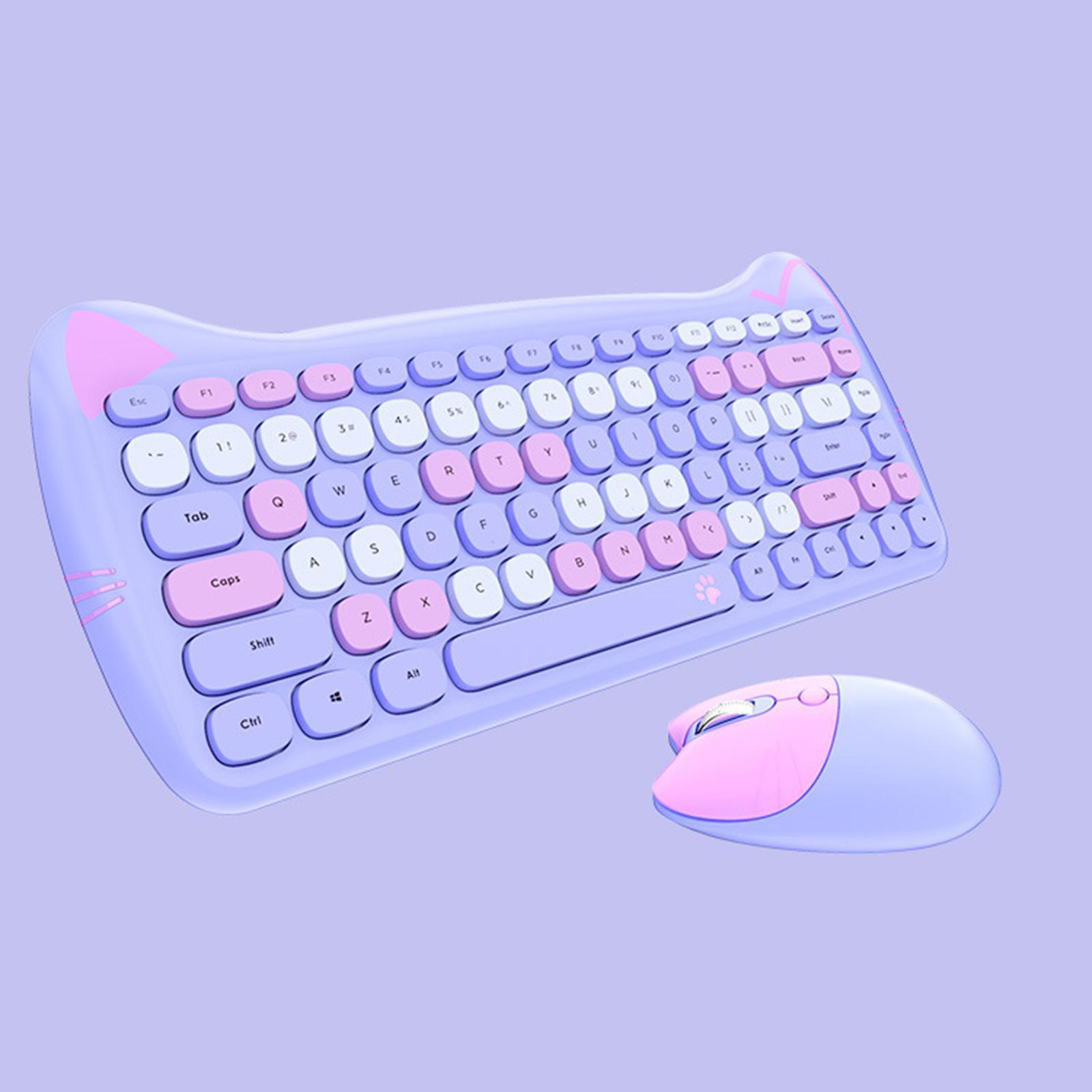 Mini Wireless Keyboard Mouse Set Round Key Multi-Colour Cute Lovely for Girls