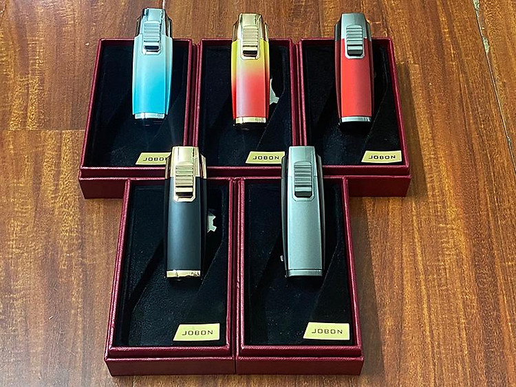 Vỏ Hột Quẹt Bật Lửa Gas Jobon ZB-201 Khò 3 Tia Cực Mạnh FULL BOX - Nhiều Màu